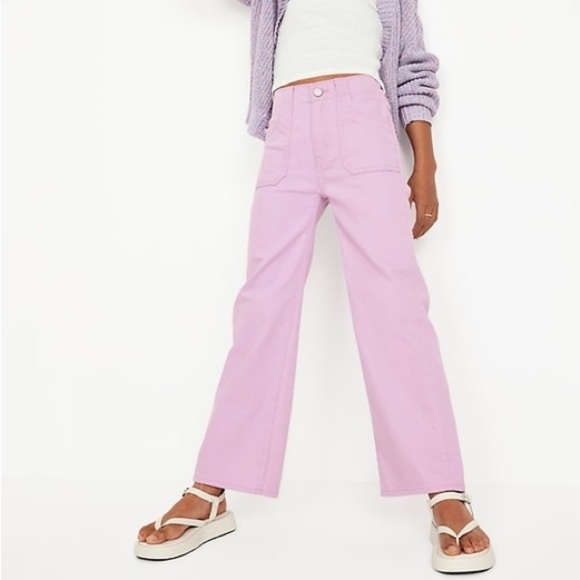 Old Navy Kids Pastel Pink Wide-Leg Jeans new without tags - Picture 4 of 9